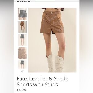 Faux Leather studded shorts